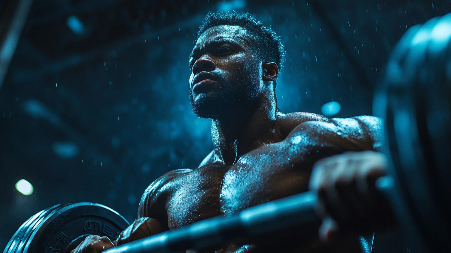 Izzadt testépítő súlyzós edzés közben – a szteroid rendelés nyújtotta teljesítménynövekedés látványos eredményei.