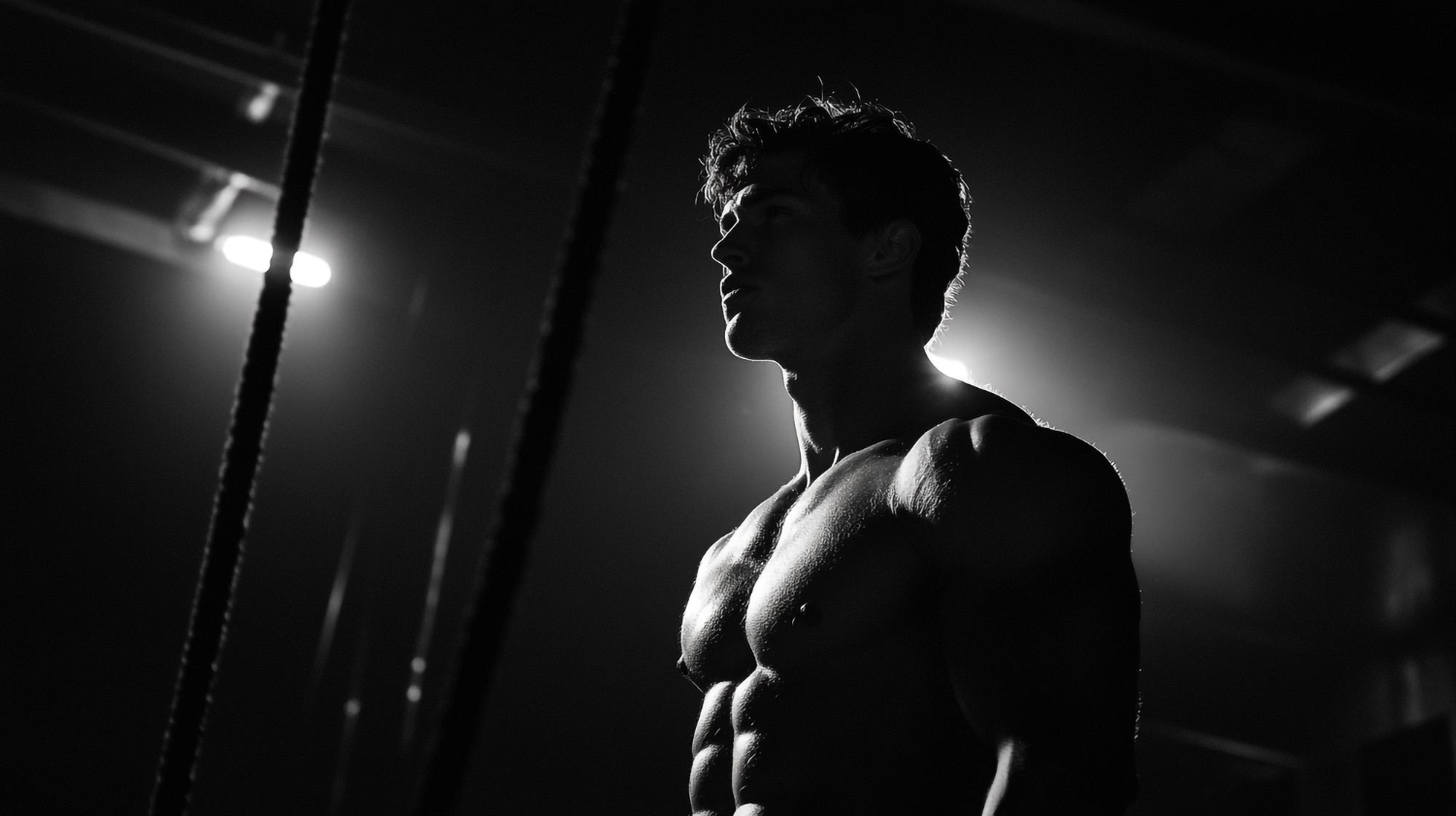 peptidek testépítéshez erős férfi füstös háttérrel izomtömeg növelés